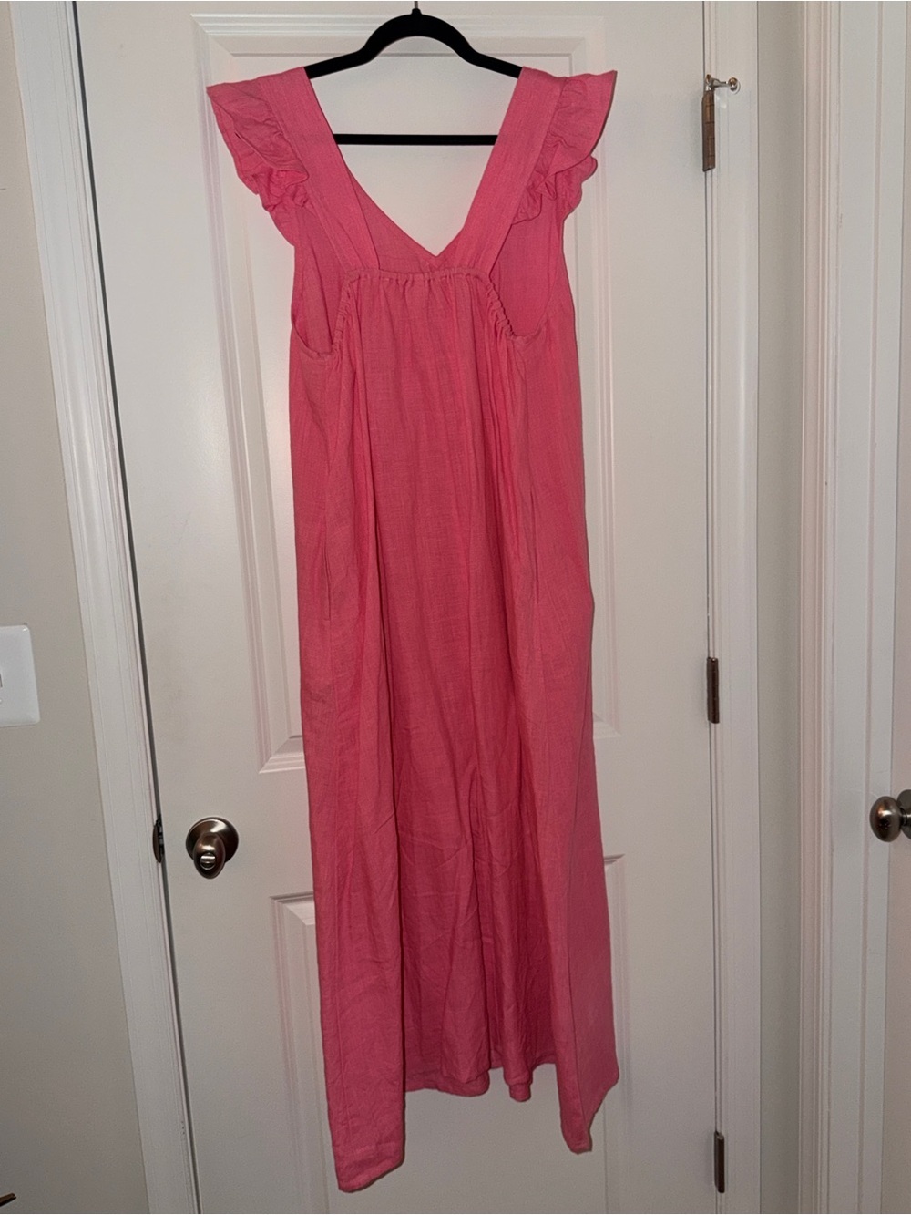 Sunshine Tienda, Pink V-Neck Ruffle Sleeve Maxi Dress, L - Picture 3 of 4